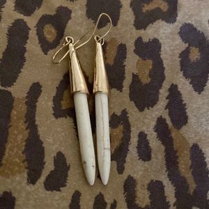 Bone Drop Earrings With Gold Tone Casing